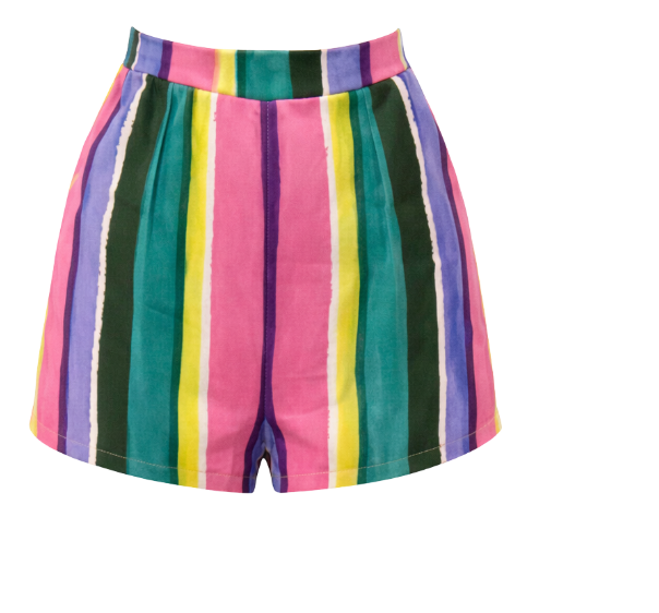 High-waisted shorts with a striped print and clean silhouette. Comfort and Mediterranean charm with a retro touch.