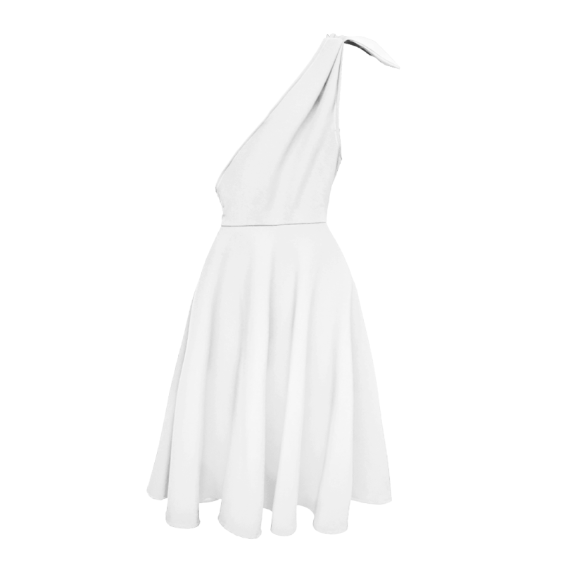 Diana White Cape Skirt Strapless Dress