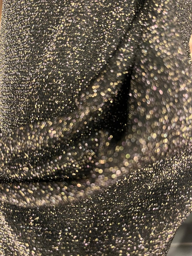 Sample of black lurex fabric